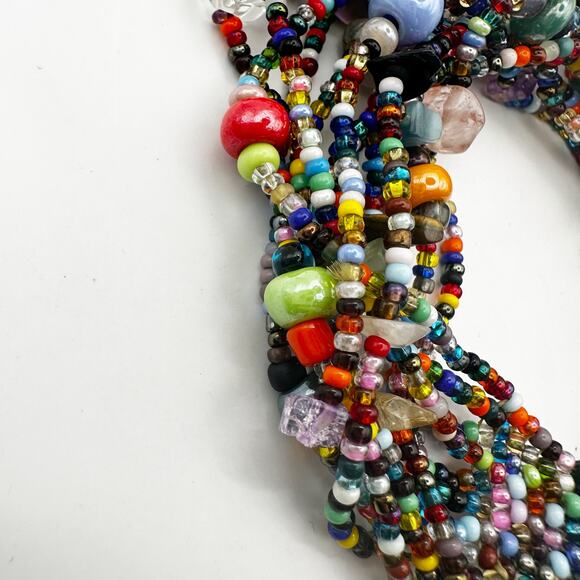 Colorful Beaded Bracelet Multi Strand Magnetic Clasp Artsy Lagenlook Boho Casual - Picture 10 of 11